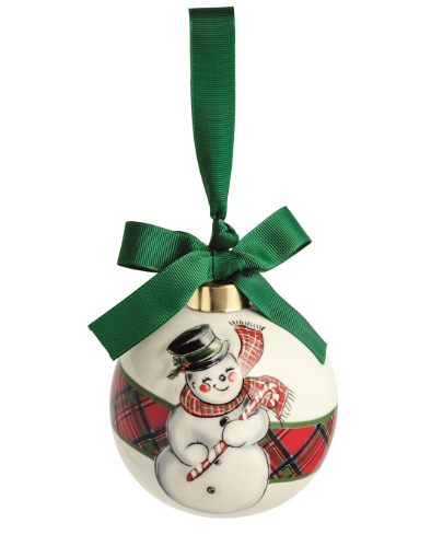 Snowman Tartan Stripe Ornament