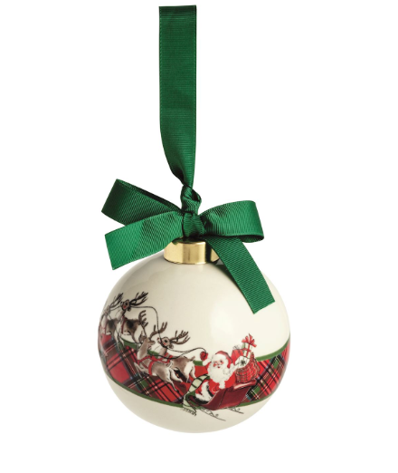 Santa Tartan Stripe Ornament