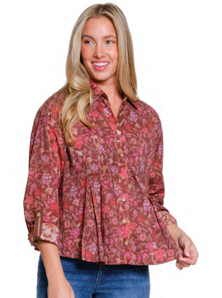 V-Neck Collar Swing Shirt