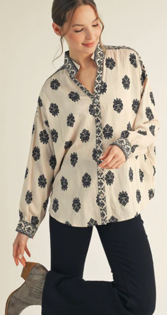 Drop Shoulder Button Down Top