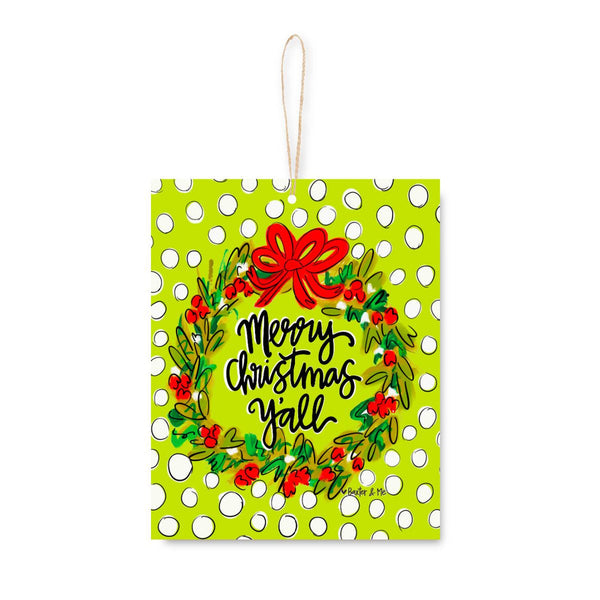 Merry Christmas Ya'll Wreath Ornament