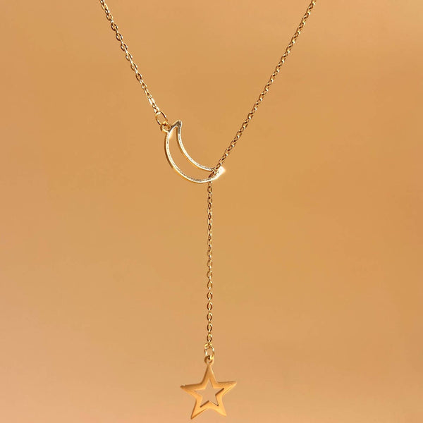 Moon & Star Y Necklace