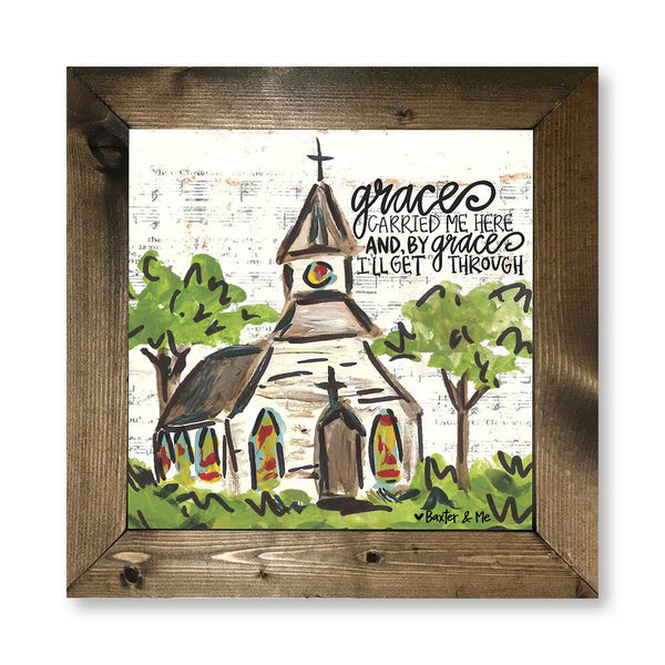 Grace Carried Me - Framed Art: 20" x 20"
