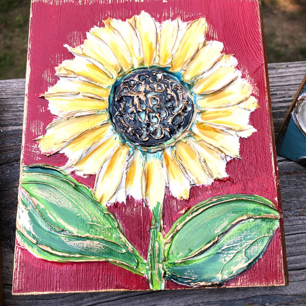 09180 Sunflower Textured Painted Block