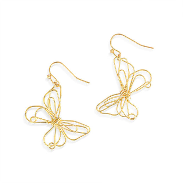 Butterfly Open Charm Earrings-Gold