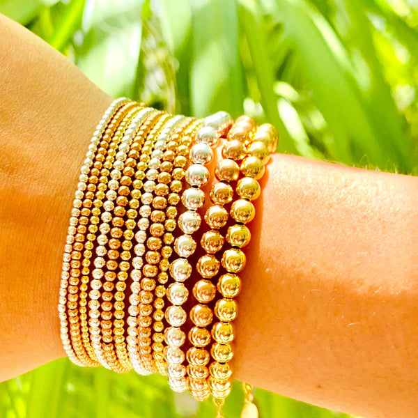 08942 4MM Silver Classic Ball Bead Bracelet-Stretch