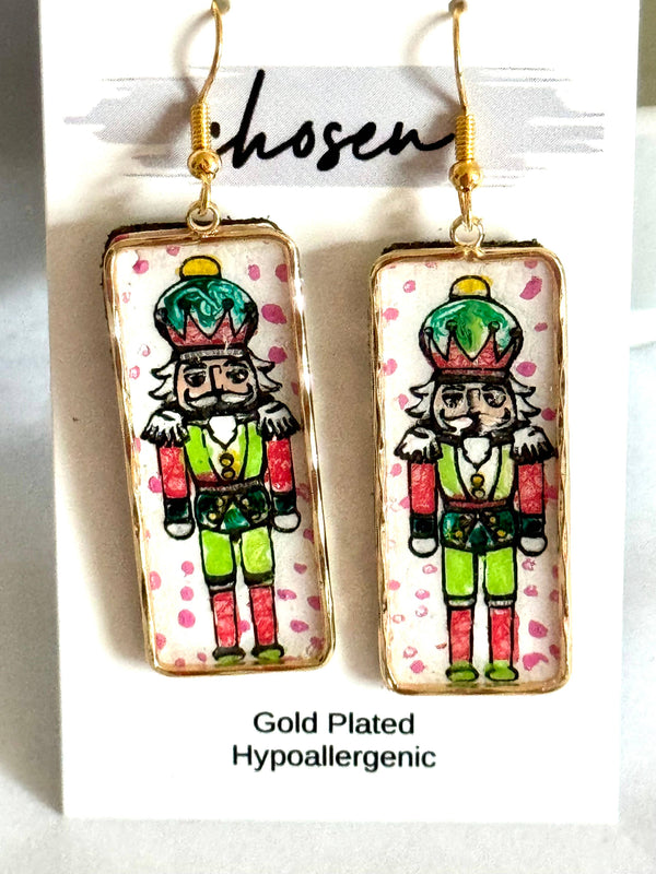 Hand Painted Leather Earring | Nutcracker