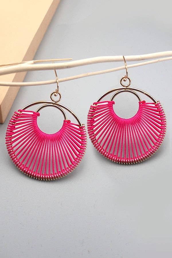 Boho Thread String Earrings | Fuchsia