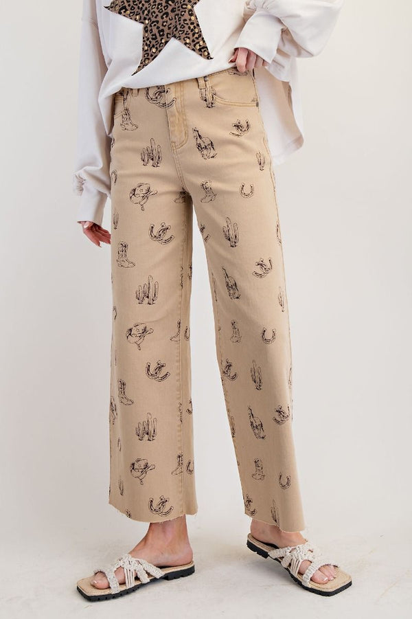 Western Printed Twill Pants