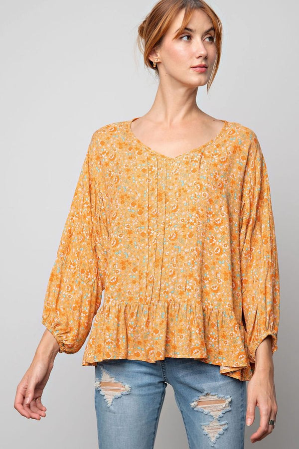 FALL Mango Floral Peplum Top
