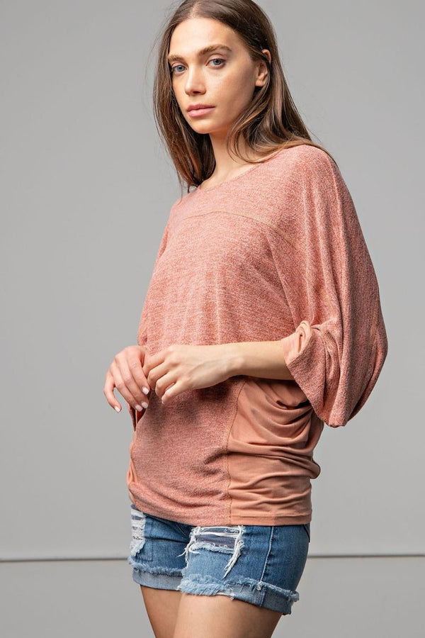 Two Toned Hacci Knit Pullover