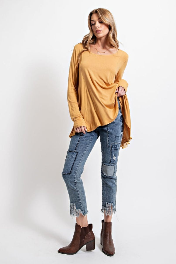 Mustard Printed Back Tunic Top