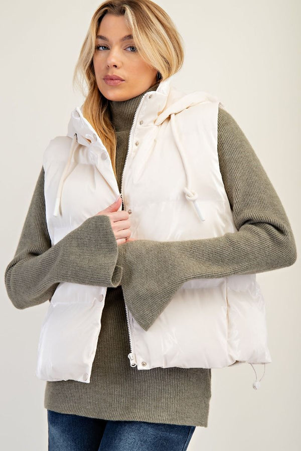 Cream Hoodie Vest