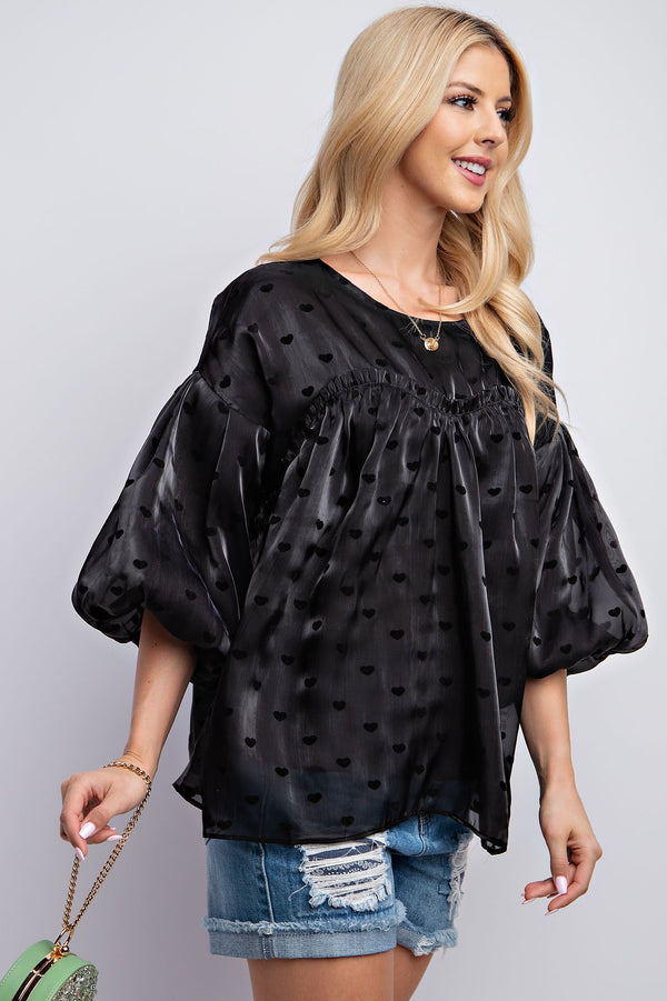 FALL Black Purr Sleeve Top