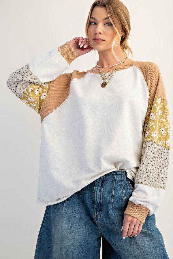 Oversized Patchwork Sleeve Pullover