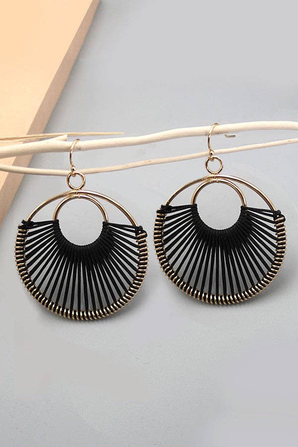 Boho Thread String Earrings | Black