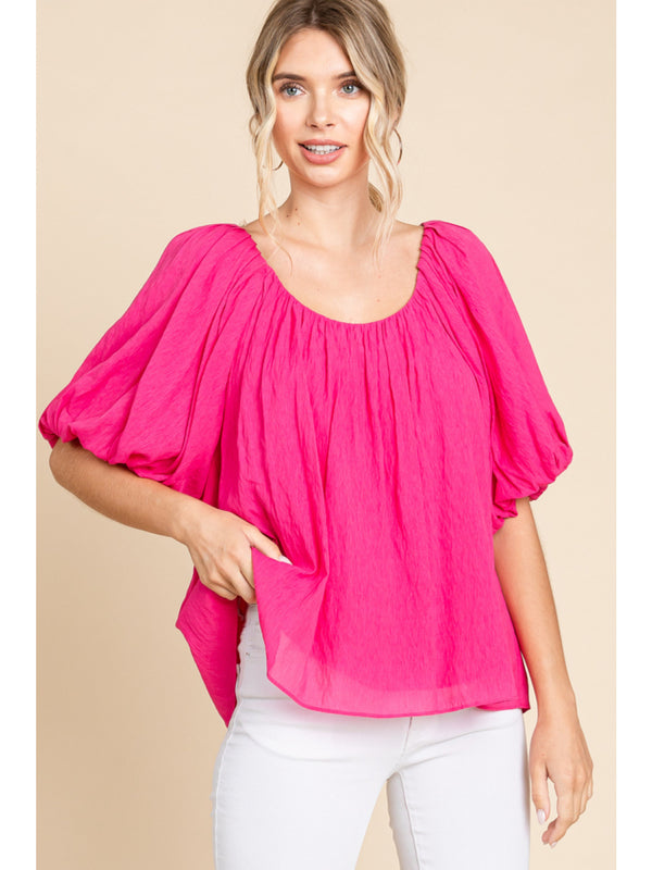 Scoop Neck Top | Hot Pink
