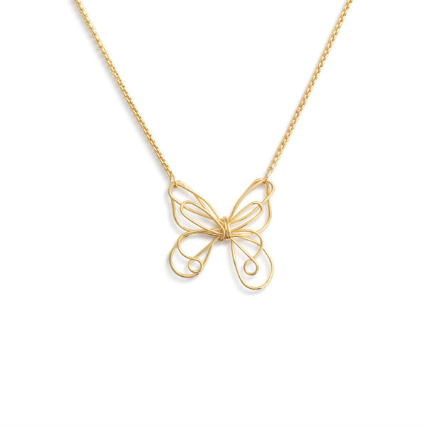 Butterfly Open Charm Necklace-Gold