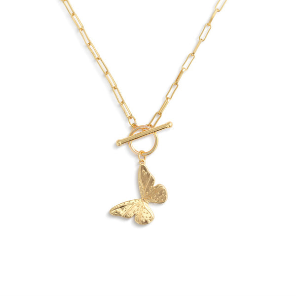Butterfly Toggle Necklace-Gold