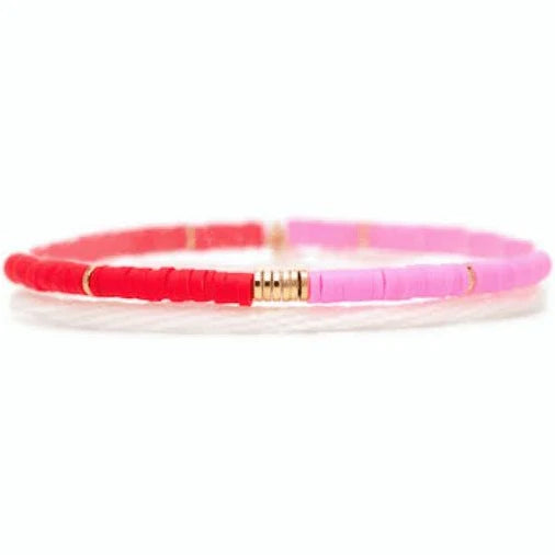 Pura Vida Pink & Red Vinyl Disc Bracelet