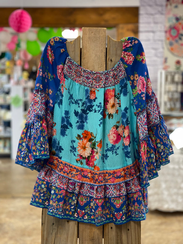 Elastic Smock Neckline Tunic
