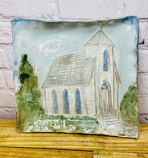 Church Pottery Tray | 13x13