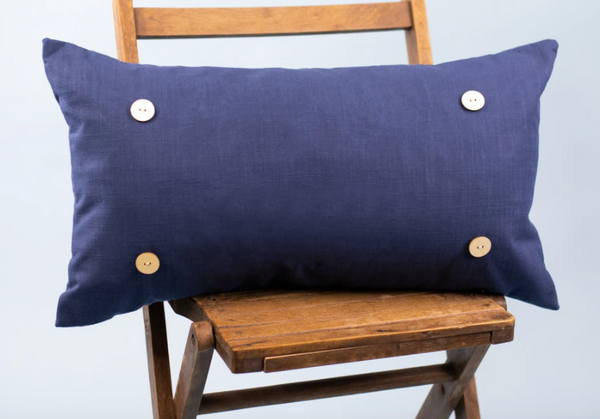 Navy Canvas Button Pillow